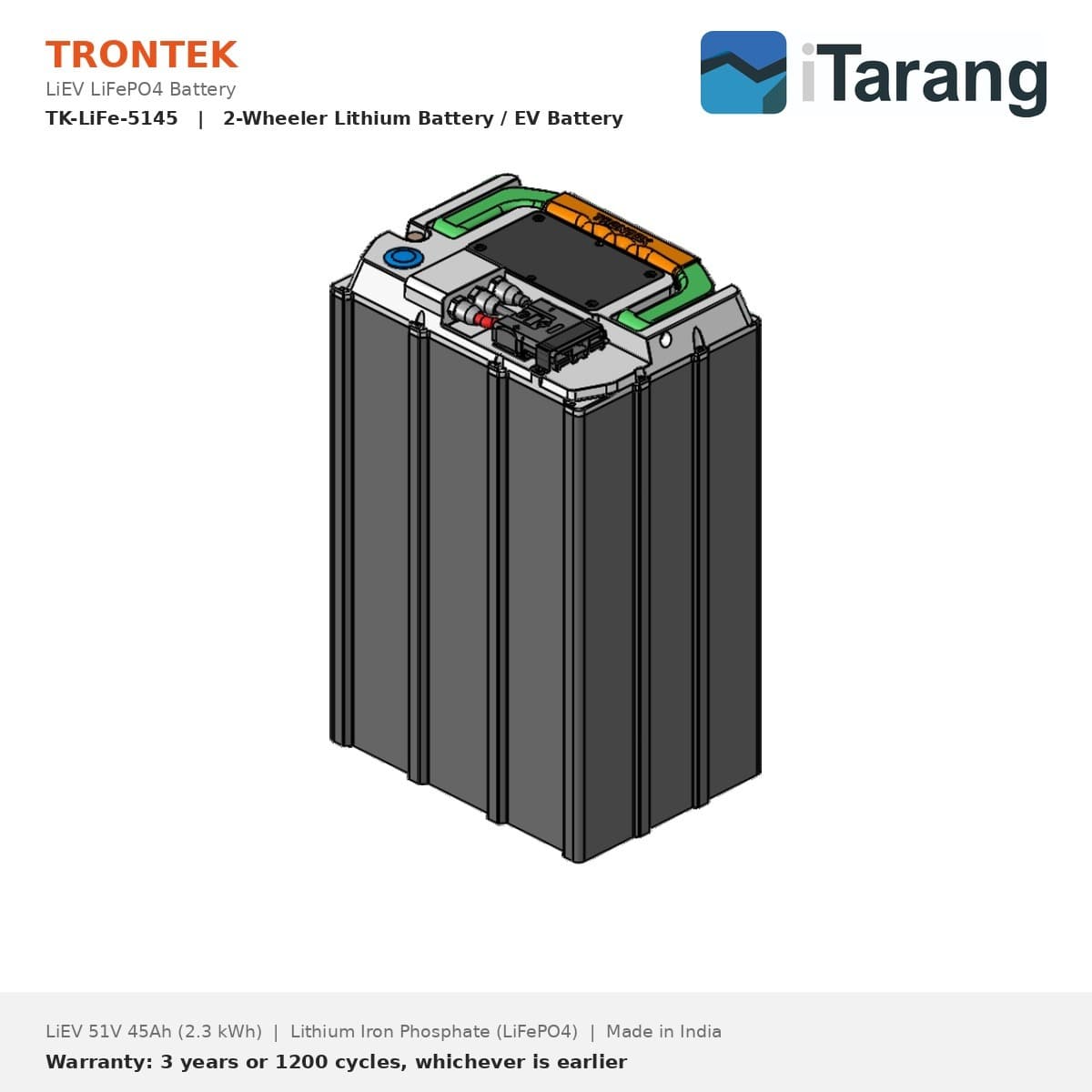 Trontek LiEV LiFePO4 EV Battery 51V 45Ah (2.3 kWh)