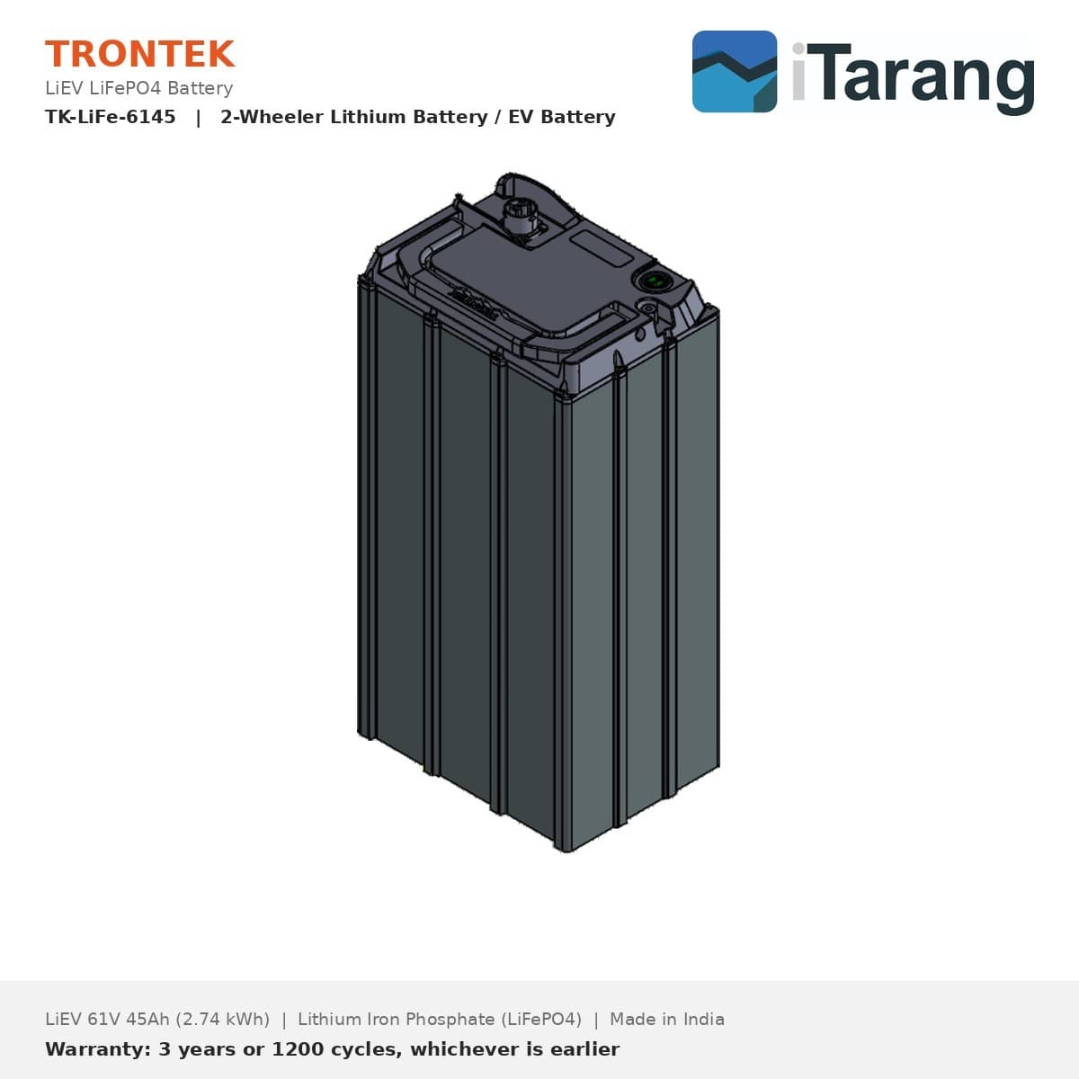 Trontek LiEV LiFePO4 EV Battery 61V 45Ah (2.74 kWh)